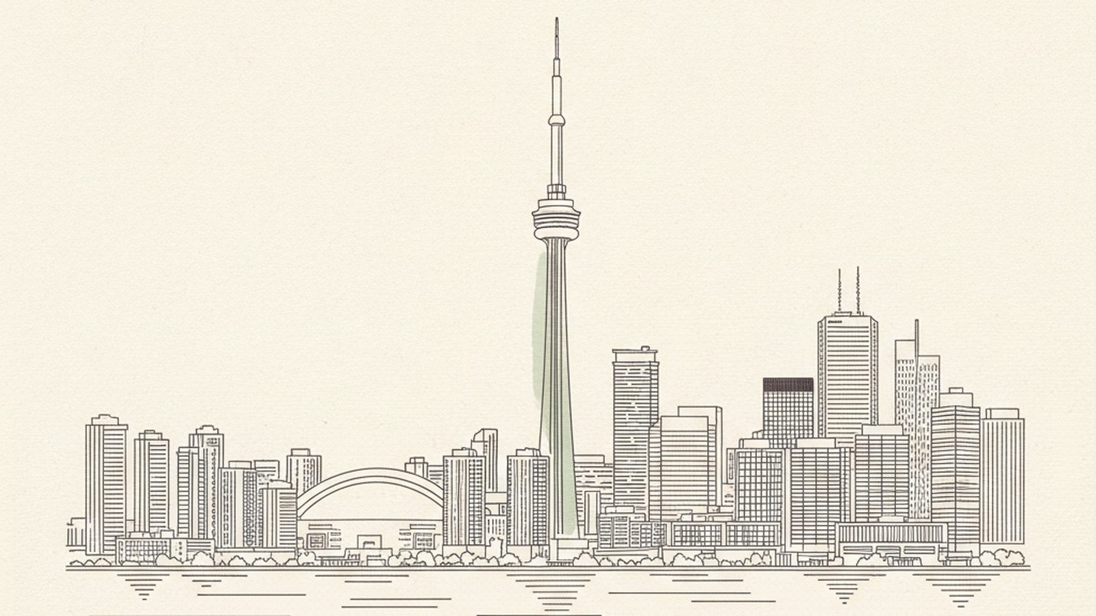 Downtown Toronto skyline with condo towers near the waterfront