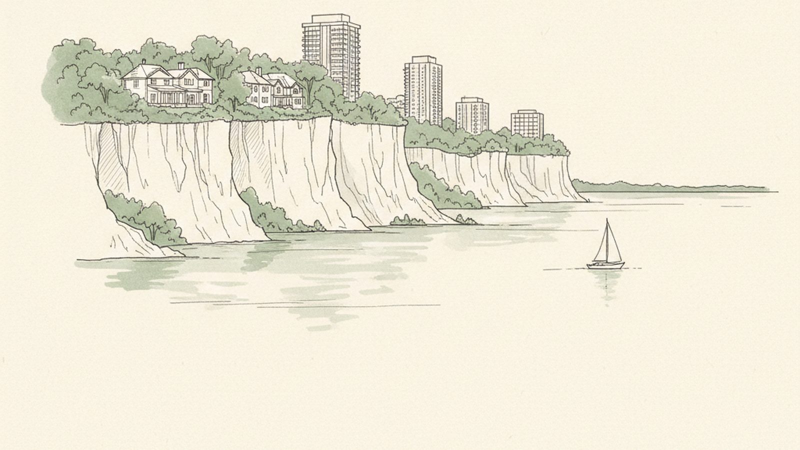 The Scarborough Bluffs shoreline overlooking Lake Ontario