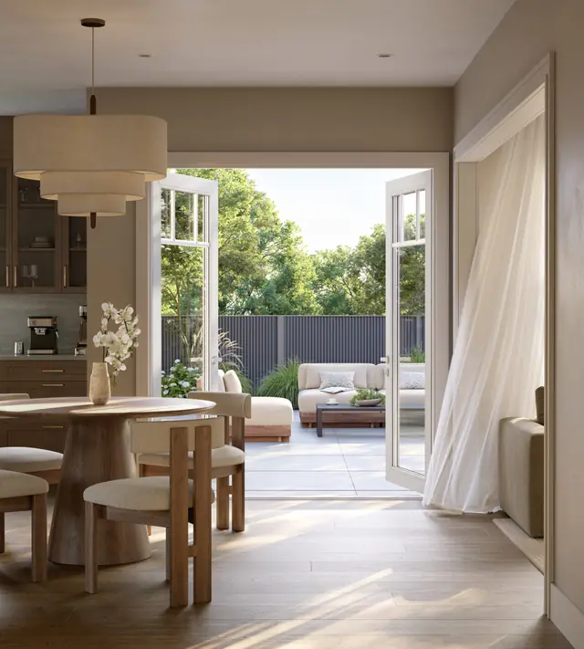 Breakfast area rendering in a 50-foot single at Five Oaks